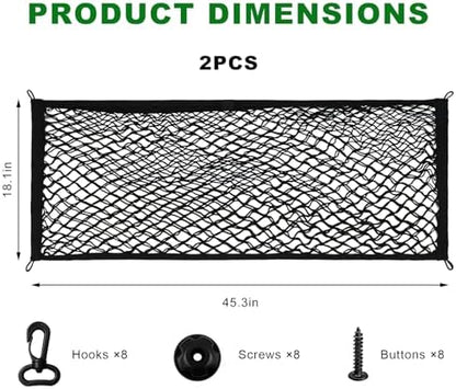 2 PCS Car Rear Cargo Net, Adjustable Elastic Trunk Storage Net - Image 2