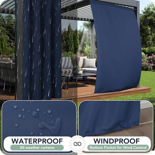 Outdoor Curtains for Patio Waterproof, 8 Panels, Rod Pocket - Image 2
