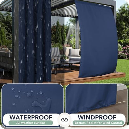 Outdoor Curtains for Patio Waterproof, 8 Panels, Rod Pocket - Image 2