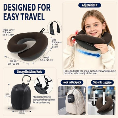 BUYUE Kids Travel Pillows for Airplane, Memory Foam 360° Head Support Sleeping - Image 5