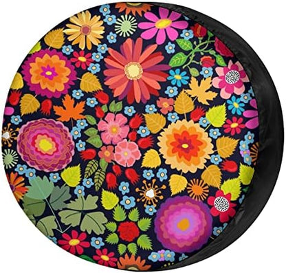 Delerain Spare Tire Cover Colorful Autumn Flowers Wheel Covers Waterproof by Delerain