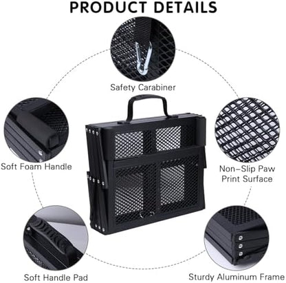 DGSL Folding Dog Stairs for Car, Mesh 16.9" Wide 4-Step Non-Slip Pet Steps - Image 4