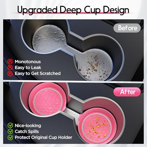 Amooca 4-Pack Car Cup Holder Coaster Bling Crystal Rhinestone Car Interior - Image 4