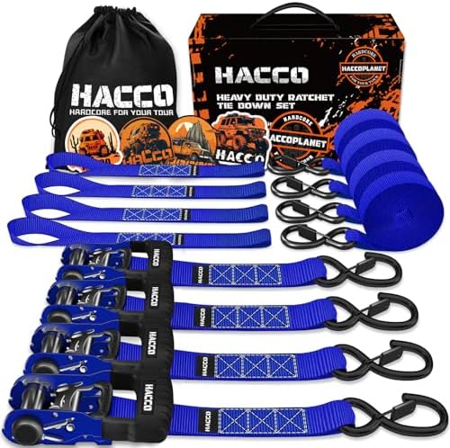 HACCOPLANET 1.6in Heavy Duty Ratchet Tie Down Straps 4PK by Haccoplanet