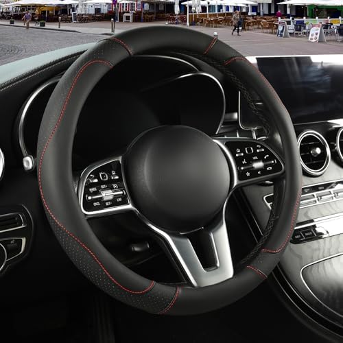 Black Microfiber Leather Steering Wheel Cover 14 inch by Binsheo