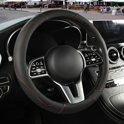 Black Microfiber Leather Steering Wheel Cover 14 inch by Binsheo