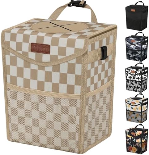 Pritent Car Trash Can with Lid Leakproof Car Garbage Bag Vehicle Trash Bin by Pritent