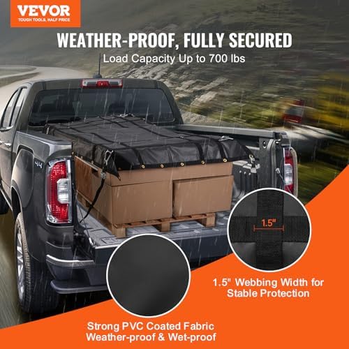 VEVOR Waterproof Cargo Net, 72 in x 57 in, Heavy Duty Truck Cargo Net- 700lbs - Image 2