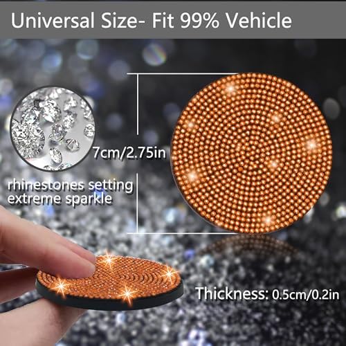 NBTEPEM 2pcs Bling Car Cup Holder Coaster, 2.75 inch Anti-Slip Shockproof - Image 2