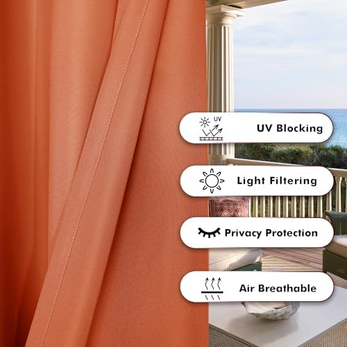 BONZER Outdoor Curtains for Patio Waterproof Thick Privacy Extra Wide - Image 4