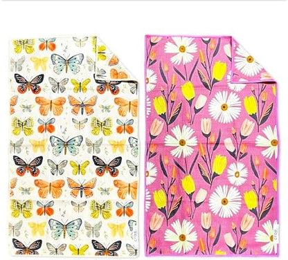 Double-Sided Microfiber Hand Towels, Waffle Kitchen Towels Set by CraeHome