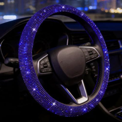 Bling Steering Wheel Cover for Men Cool Car Sparkly Blue Rhinestone 15 Inch - Image 2
