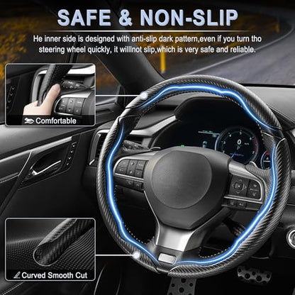 3pcs Carbon Fiber Anti-Skid Steering Wheel Cover, Waterproof & Segmented - Image 3
