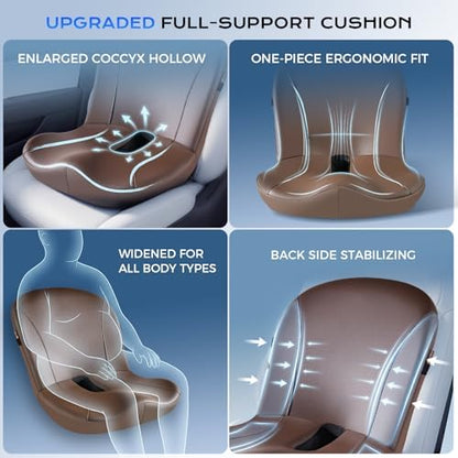 Coverado Car Seat Cushion and Lumbar Support Pillow One Piece, Napa Leather - Image 3