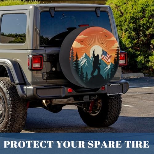 Bigfoot American Flag Spare Tire Cover Wheel Covers Protectors Waterproof - Image 6