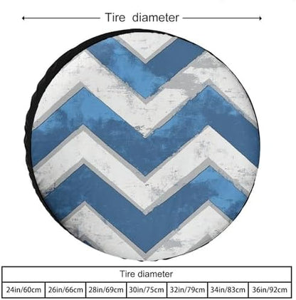 Camper Spare Tire Cover Blue and White Chevron Protectors Weatherproof - Image 2