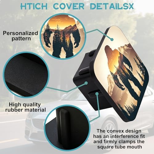 Sasquatch Hitch Cover Fits for 2 Inch Hitch Sunset Mountain Forest Trailer - Image 3