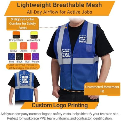 AYKRM 2 Pocket Mesh High Visibility Reflective Safety Vest - Image 3