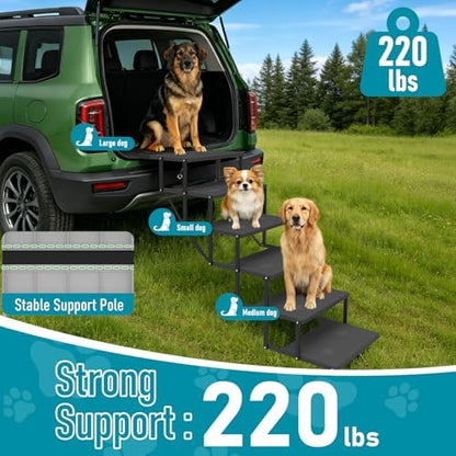 Dog Stairs for car, 6 Steps Foldable Dog Steps for Truck, Upgraded Non-Slip Pet - Image 3