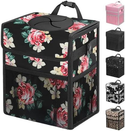Capolo Car Trash Can with Lid, Leakproof Car Garbage Can Car Trash Bag by Capolo