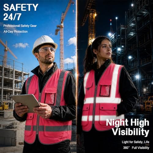 XIAKE Reflective Safety Vest for Men & Women High Visibility Class 2 Vest - Image 5
