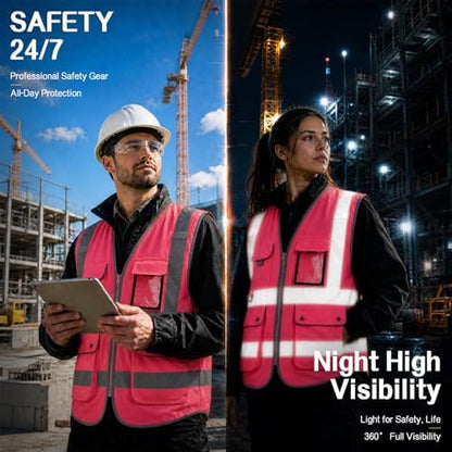 XIAKE Reflective Safety Vest for Men & Women High Visibility Class 2 Vest - Image 5