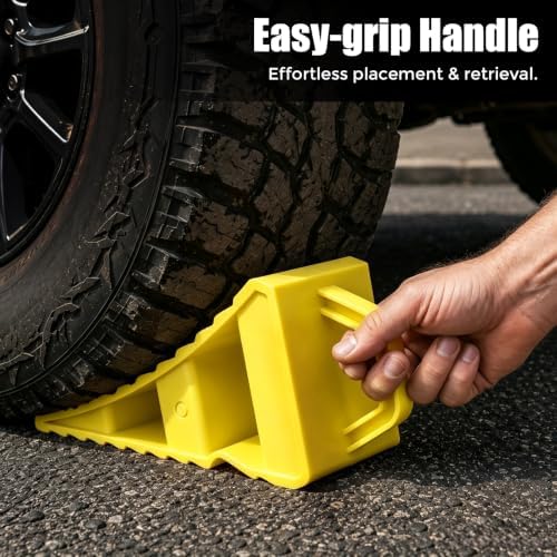 Wheel Chocks for RV Trailer, Hard Wheel Chocks w/Handle for Easy Removal - Image 2