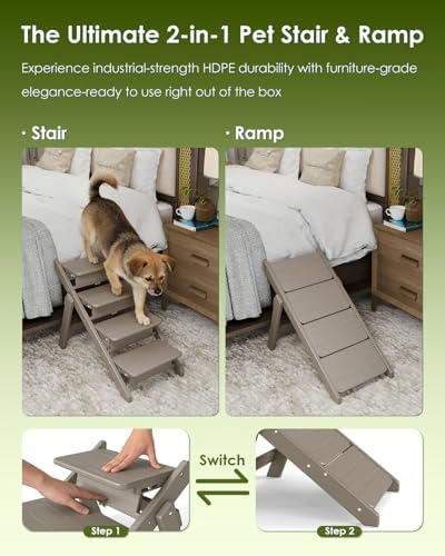GREENVINES Foldable Dog Stairs & Steps, 2-in-1 HDPE Pet Ramp - Image 7