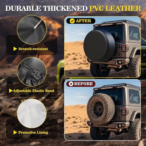 Moonet 27-29 inch Thickening Leather Spare Tire Cover Universal Fit - Image 5