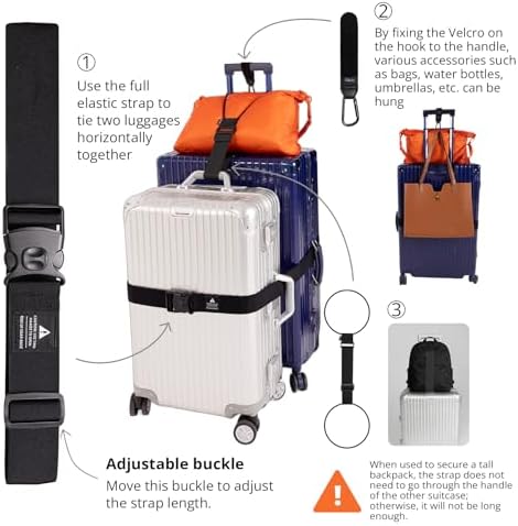 Adjustable Luggage Straps for Suitcases 3 PCS, Heavy Duty Lockable Buckle - Image 4