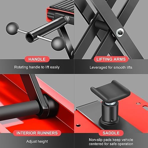 DNA Motoring Steel Motorcycle ATV Scissor Lift Jack Hoist Stand - Image 5