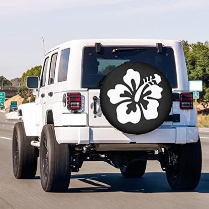 White Hibiscus Flower Spare Tire Cover Dust-Proof Wheel Tire Cover Fit Trailer - Image 3
