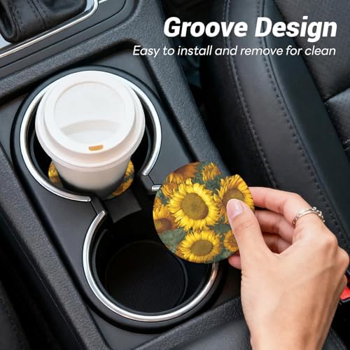 2 Pack Ceramic Car Coasters for Cup Holder, 2.56 in Anti Slip Absorbent Coaster - Image 7