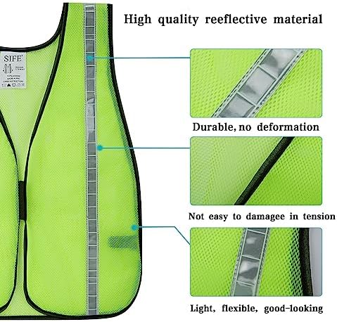 SIFE 10 Pack High Visibility Reflective Safety Vest, Made from Breathable and - Image 3