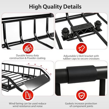 Roof Rack Basket 50" X 36" X 5.1"+ Waterproof Bag 15 Cubic Feet - Image 5