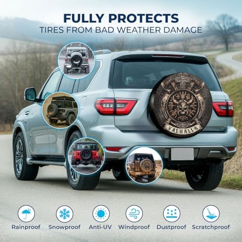 GENANY Viking Shield Emblem Thick PVC Leather Spare Tire Cover Size 16 - Image 3