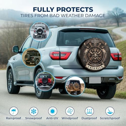 GENANY Viking Shield Emblem Thick PVC Leather Spare Tire Cover Size 16 - Image 3