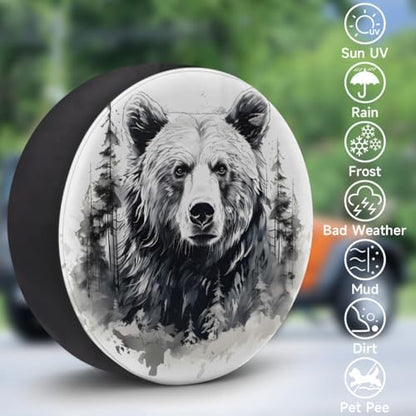 Rv Spare Tire Cover Wheel Mountain Bear Gray Tire Covers Wheel Protectors - Image 3