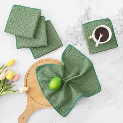 Homaxy Microfiber Waffle Weave Kitchen Dish Cloths, 12 Pack, Grass Green - Image 6