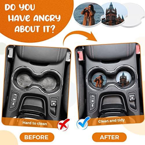 Frienda 100 Pieces Ceramic Car Sublimation Blanks Cupholders Sandstone DIY - Image 4