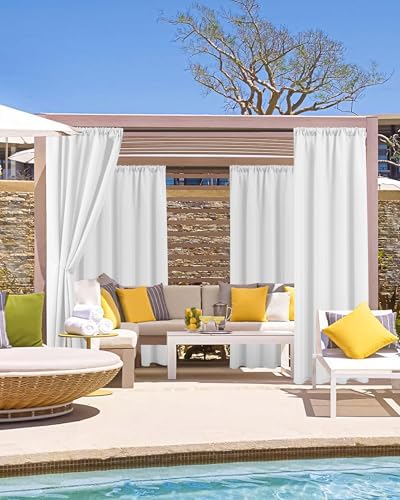 Outdoor Curtains for Patio Waterproof Rod Pocket 6 Pcs 54x84 Inch White - Image 2