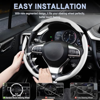 Amiss 3pcs Carbon Fiber Anti-Skid Steering Wheel Cover, Waterproof & Segmented - Image 5