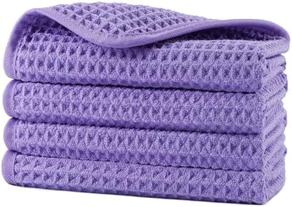 POLYTE 430 GSM Poly Blend Microfiber Waffle Wash Cloth Face Towel, 13x13 in by Polyte