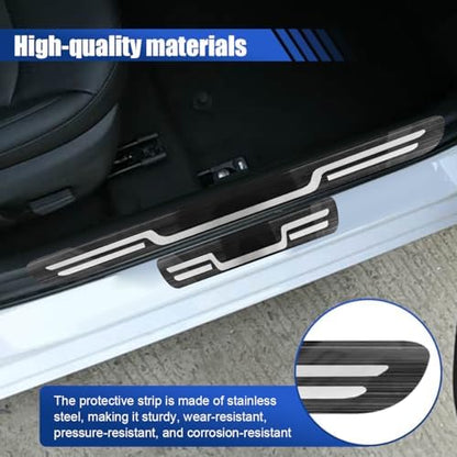 Craedli 4PCS Car Door Sill Protector Sticker, Stainless Steel Auto Door Edge - Image 3