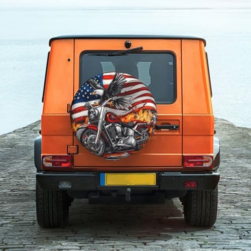 Spare Tire Cover for RV Camper, American Flag Eagle Motorcycle Tire Cover - Image 3