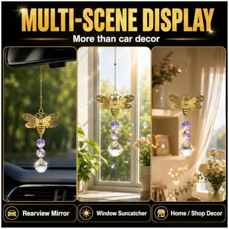 Bling Crystal Suncatchers Bee Car Rear View Mirror Charm, Rhinestones - Image 4
