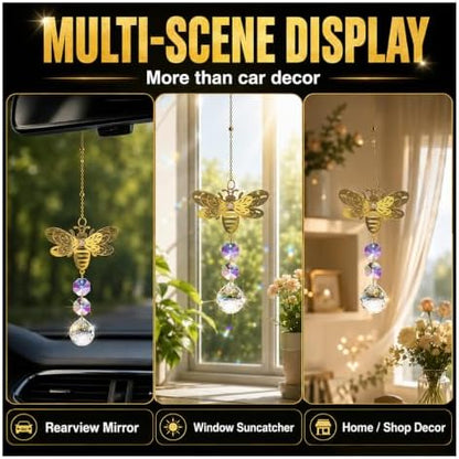 Bling Crystal Suncatchers Bee Car Rear View Mirror Charm, Rhinestones - Image 4