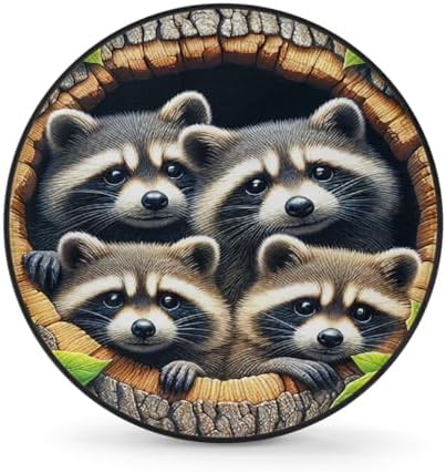Raccoon Spare Tire Cover 14in Spare Wheel Covers Tire Storage Cover by YoYoYuchong