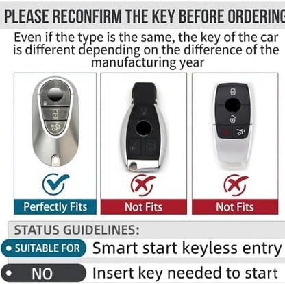 Leather Key Fob Cover with Keychain, Compatible with Select Mercedes-Benz Oval - Image 3