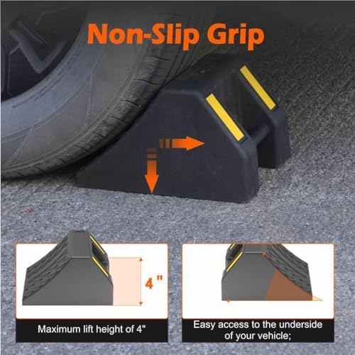 Heavy Duty Rubber Wheel Chocks 8 Packs, Premium Wheel Stopper - Image 4